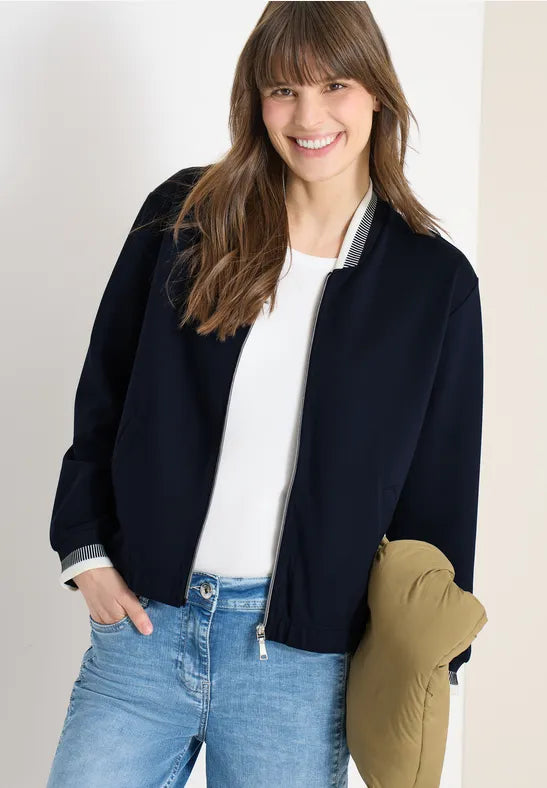 Cecil Jersey zip jacket with contrast cuff and collar 324854