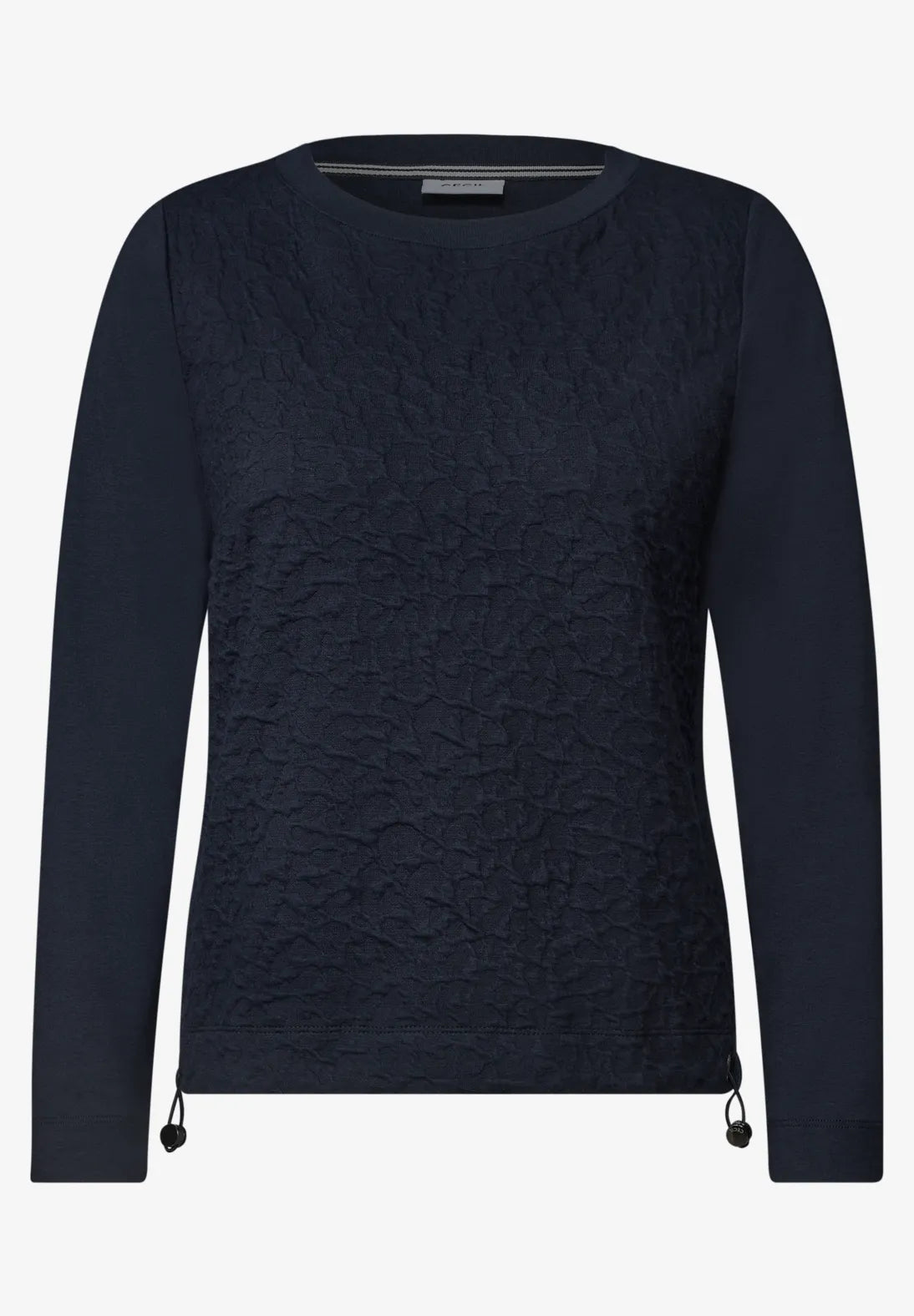 Cecil round neck textured sweatshirt with drawstring waist navy 326036