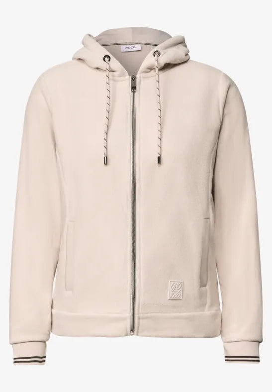 Cecil long sleeve fleece jacket with hood 326046 Beige
