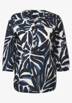 Cecil Pure cotton print notch neck blouse with 3/4 sleeve 345903