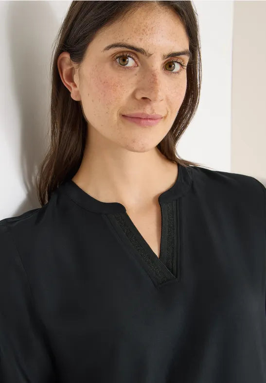 Cecil V Neck Blouse with glitter neck detail 6150