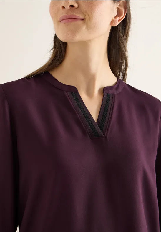 Cecil V Neck Blouse with glitter neck detail 6150
