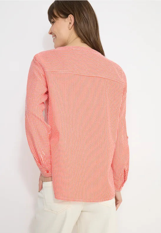Cecil Cotton Seersucker pinstripe blouse in blue or Orange 345354