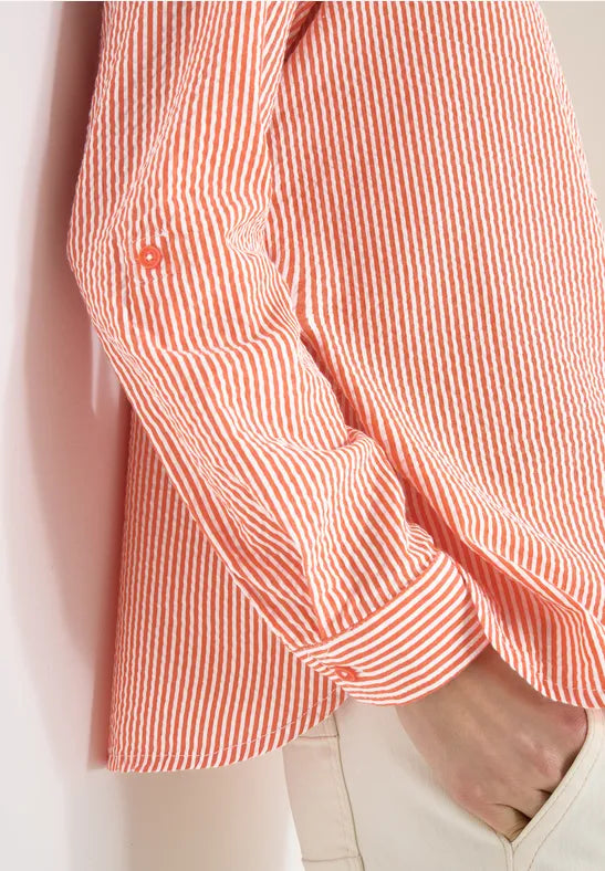 Cecil Cotton Seersucker pinstripe blouse in blue or Orange 345354