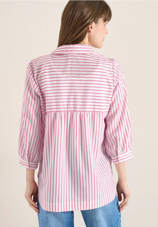 Cecil Pink Candy stripe Seersucker Blouse 346420