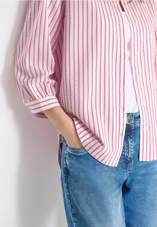 Cecil Pink Candy stripe Seersucker Blouse 346420