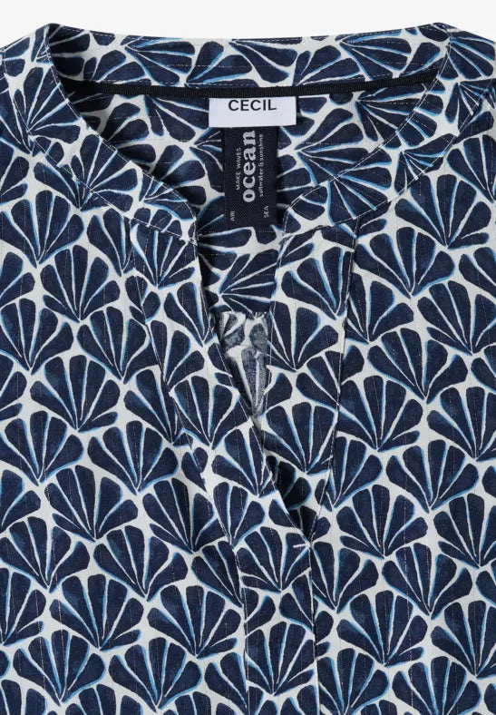 Cecil 3/4 sleeve printed top with lurex sparkle 346537
