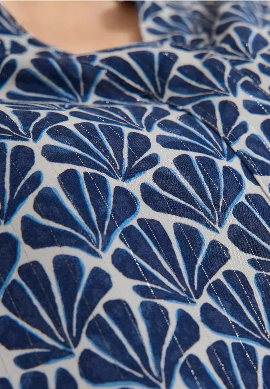 Cecil 3/4 sleeve printed top with lurex sparkle 346537