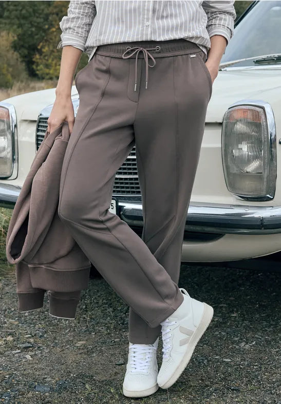 Cecil Tracy Trousers with elasticated waist in Navy or Taupe 30" leg 380550