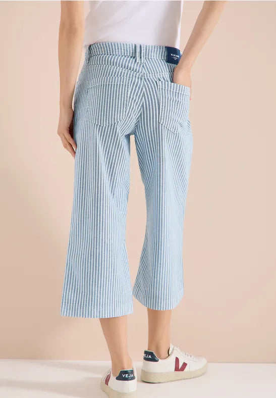 Cecil Pinstripe Wide leg Crop Jeans 22" 380795