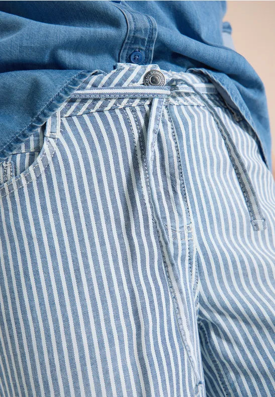 Cecil Pinstripe Wide leg Crop Jeans 22" 380795