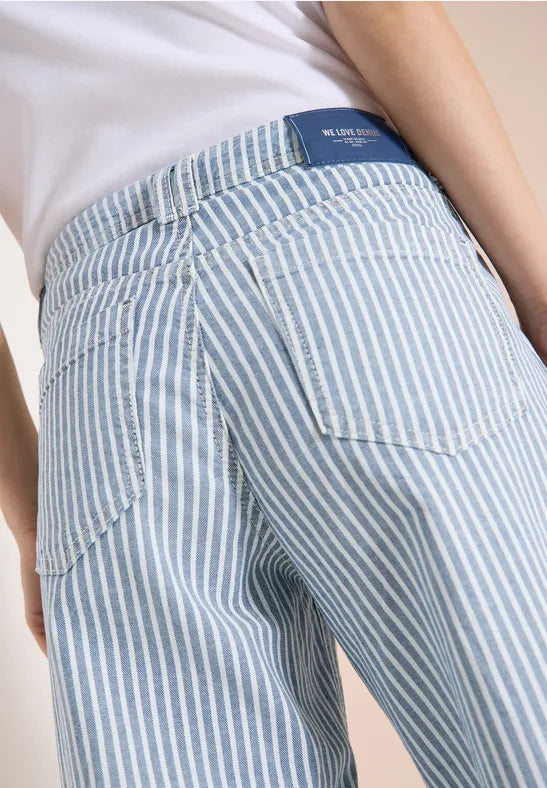 Cecil Pinstripe Wide leg Crop Jeans 22" 380795