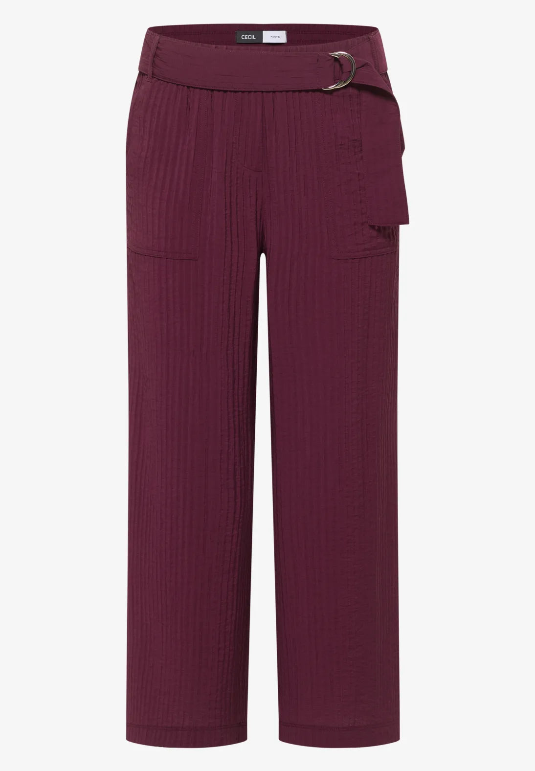 Cecil Wide Leg relaxed fit trousers with belt detail 26" leg 380812 Grape