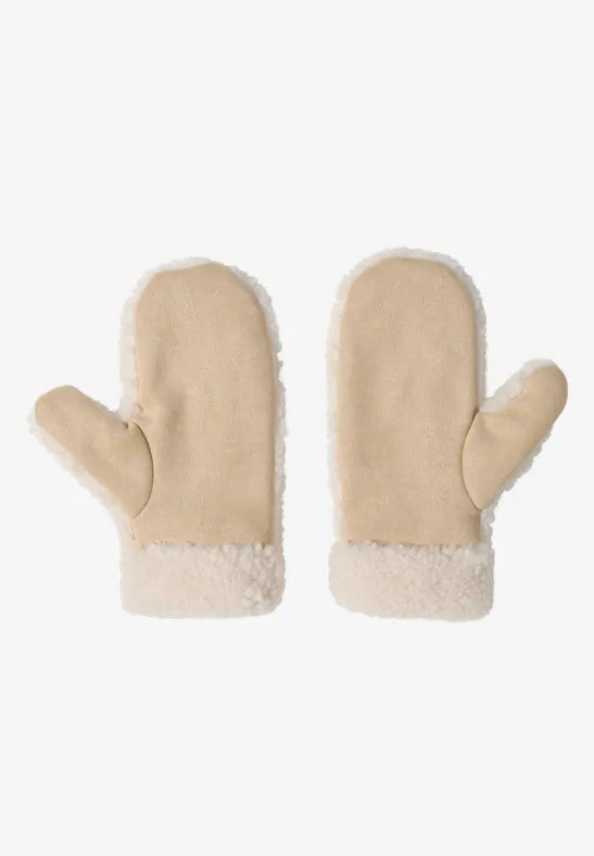 Cecil Cream Teddy Fleece Mittens for Adults