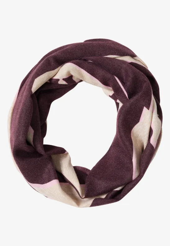 Cecil cozy print loop scarf in eggplant red 572935