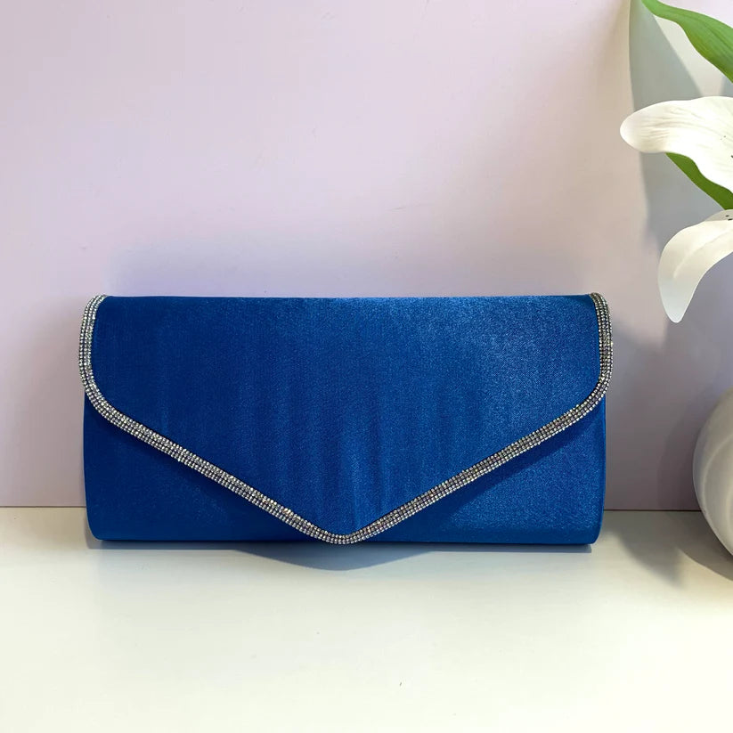 Satin Clutch Bag with long chain strap