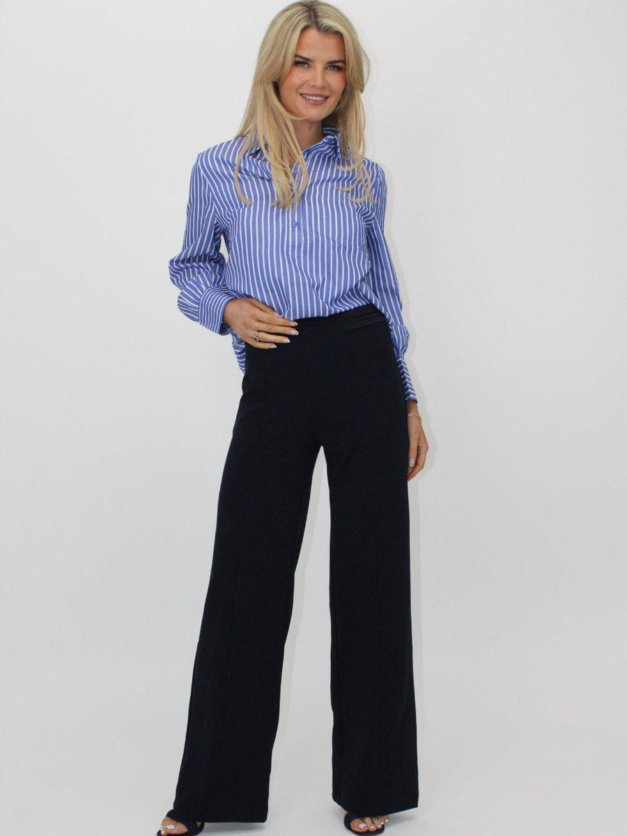 Kate And Pippa Lulu Straight leg Stretch Trousers . Sand Navy Black