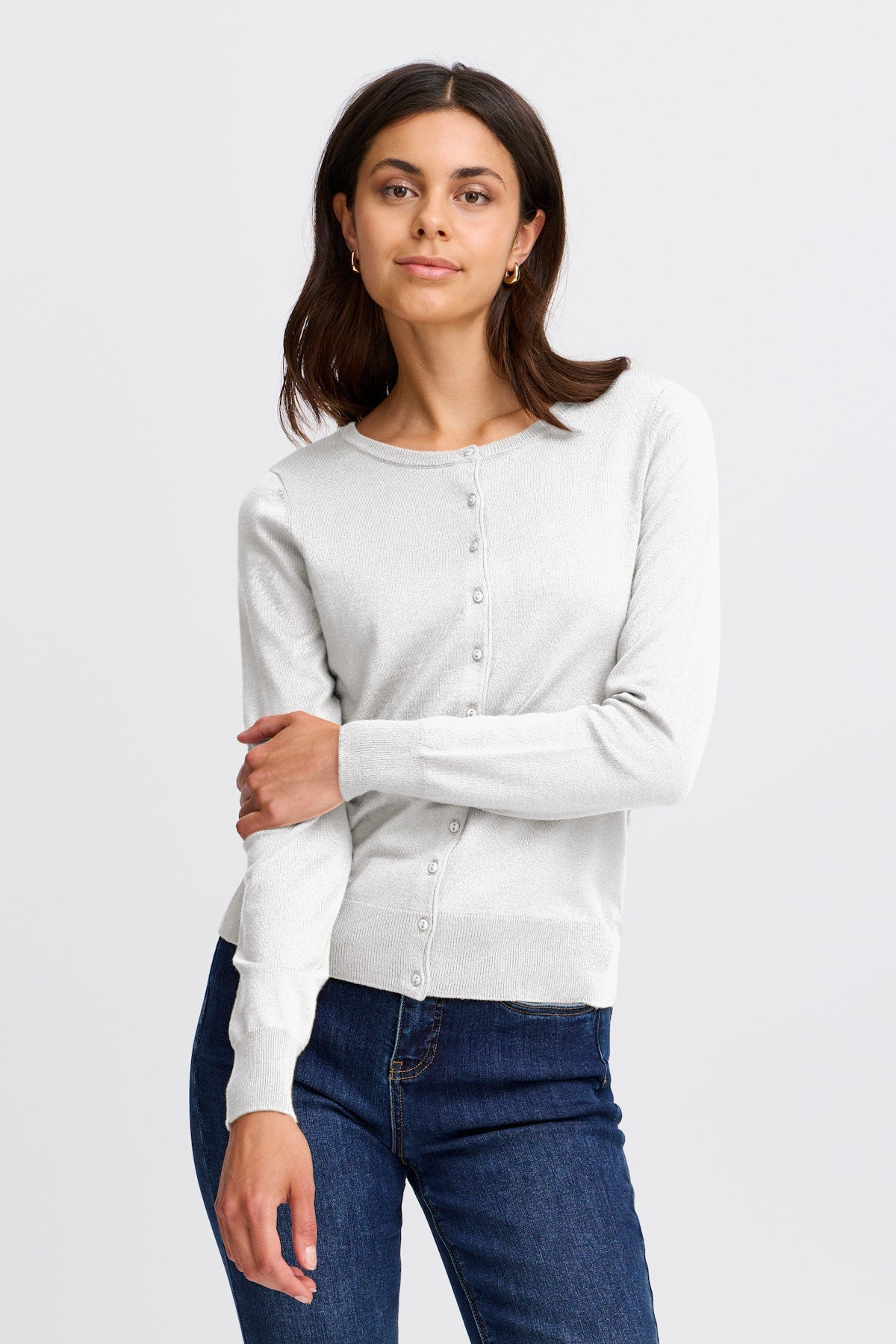 Fransa Basic round neck cardigan 20604187