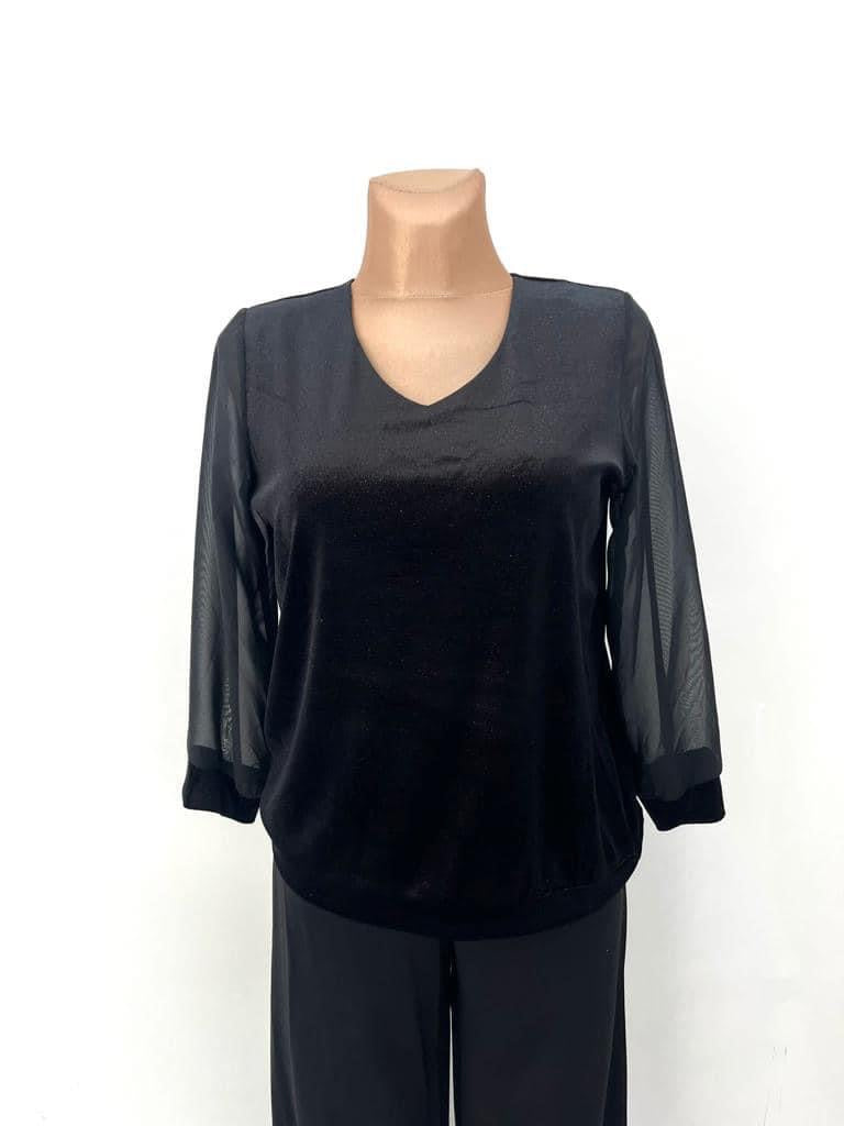 Yew Katie Velvet feel V Neck sparkle black