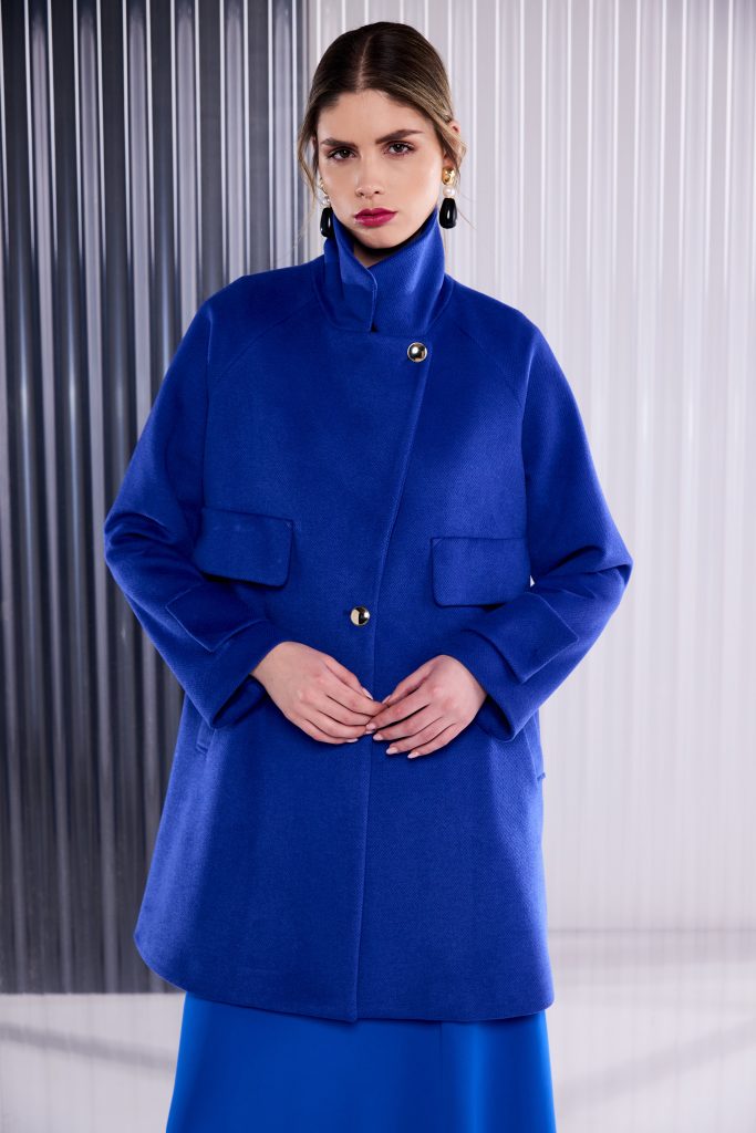 Kate Cooper Single Button Coat With Flap Pocket And Tab Sleeve Kcaw26125
