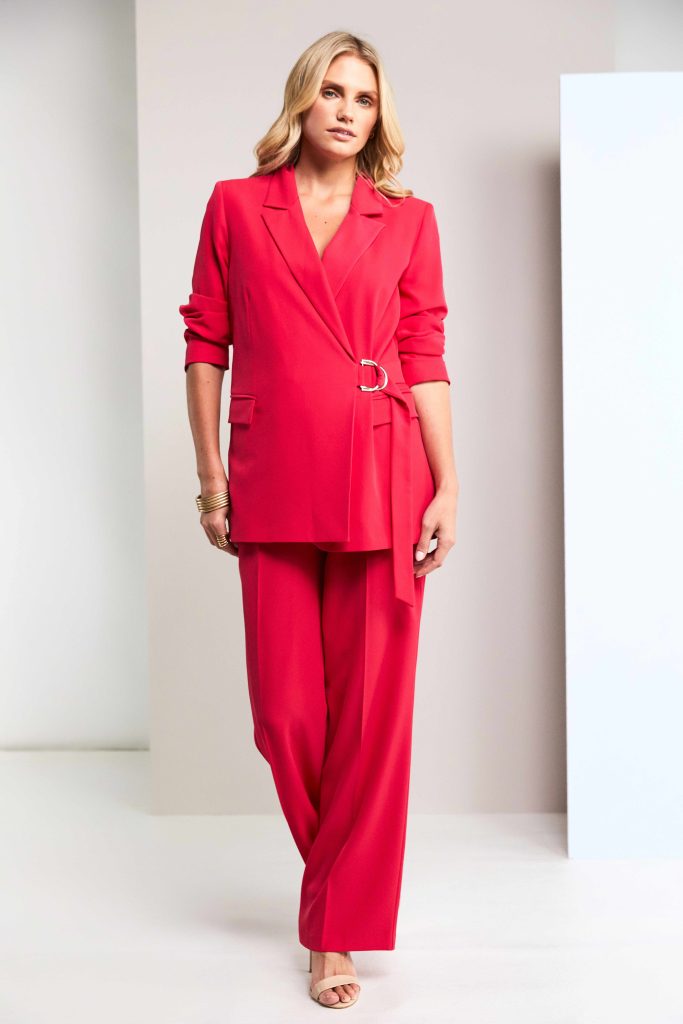 Kate Cooper Wrap Blazer Trouser suit in Poppy red Kcs26116/117