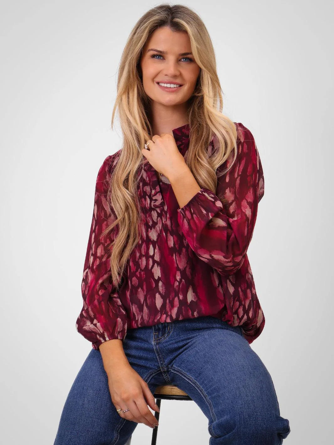 Kate And Pippa Bella Band in Burgundy Abstract print