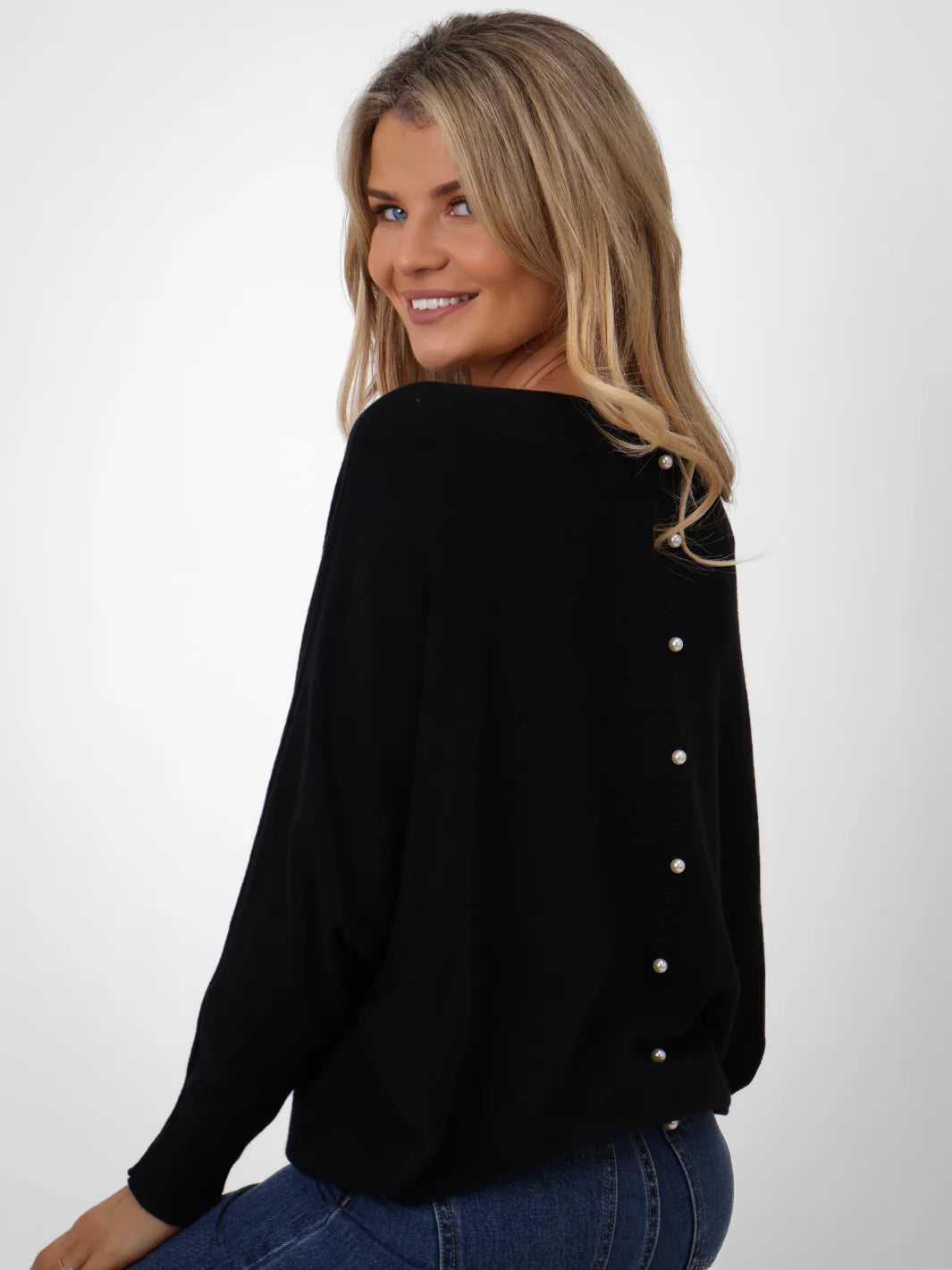 Kate And Pippa Elba Pearl Back Jumper. All Colours