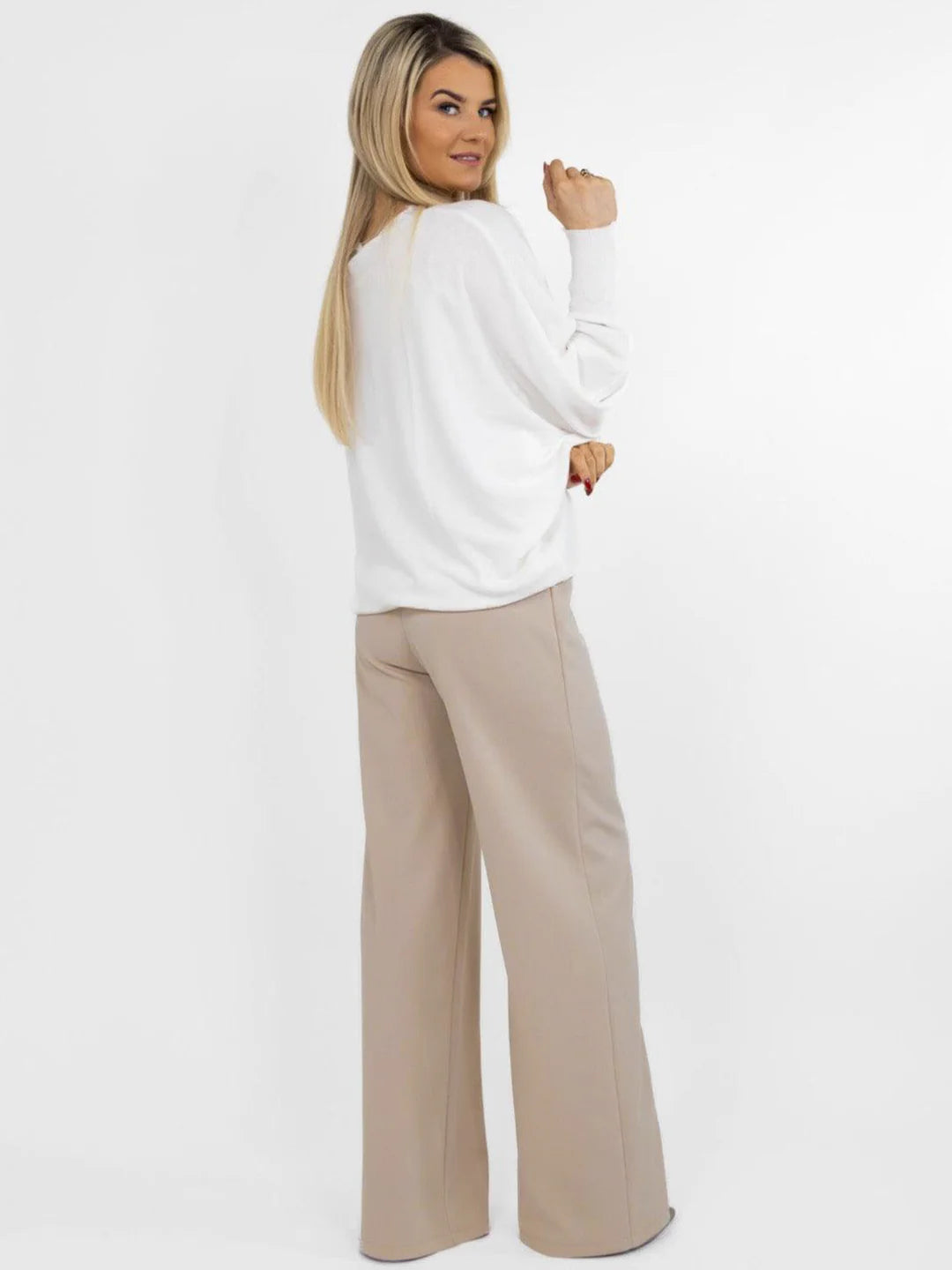 Kate And Pippa Lulu Straight leg Stretch Trousers . Sand Navy Black