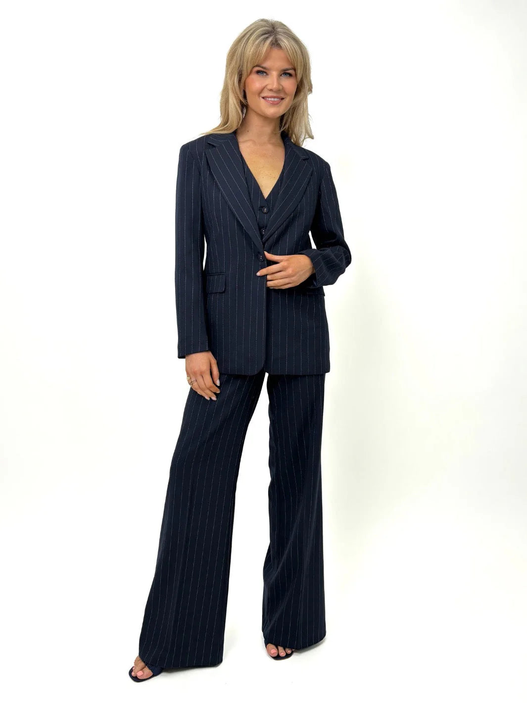 Kate And Pippa Palermo Trousers. Navy Pinstripe