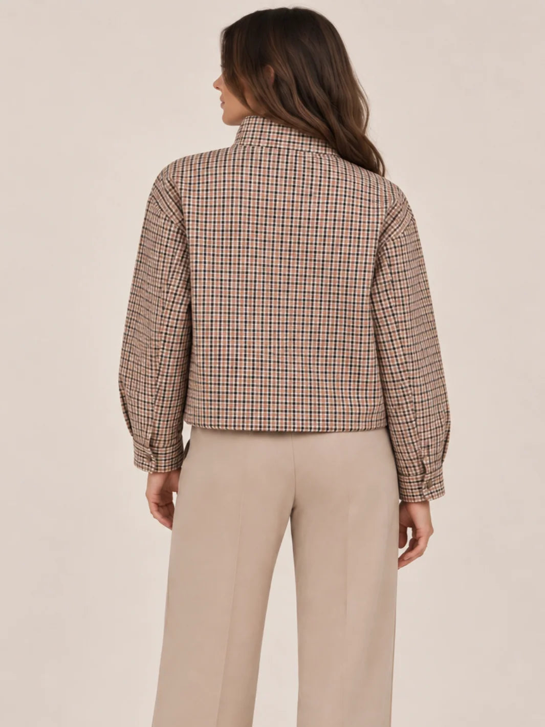 Kate And Pippa Cotswold Heritage Check Jacket with funnel neck Zip and pockets