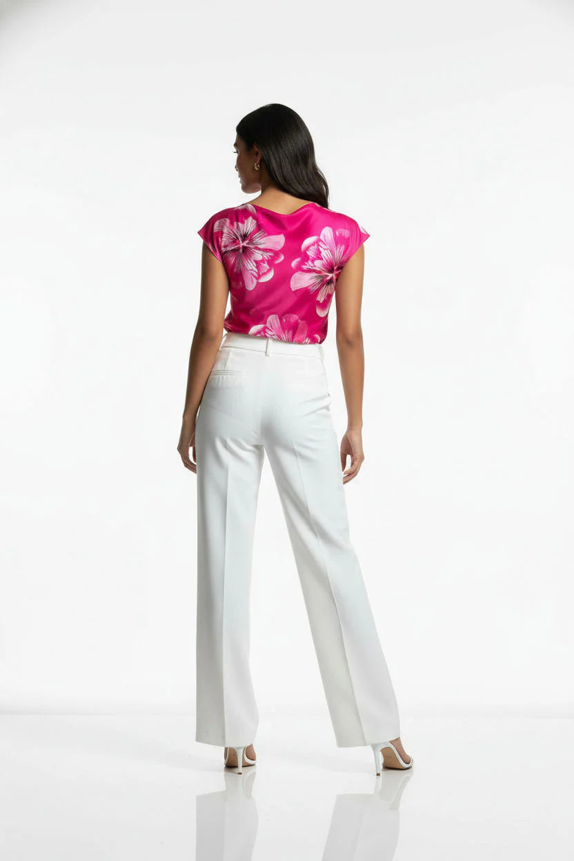 Marc Angelo Mia Satin Cowl neck top in Cerise or Royal blue Print