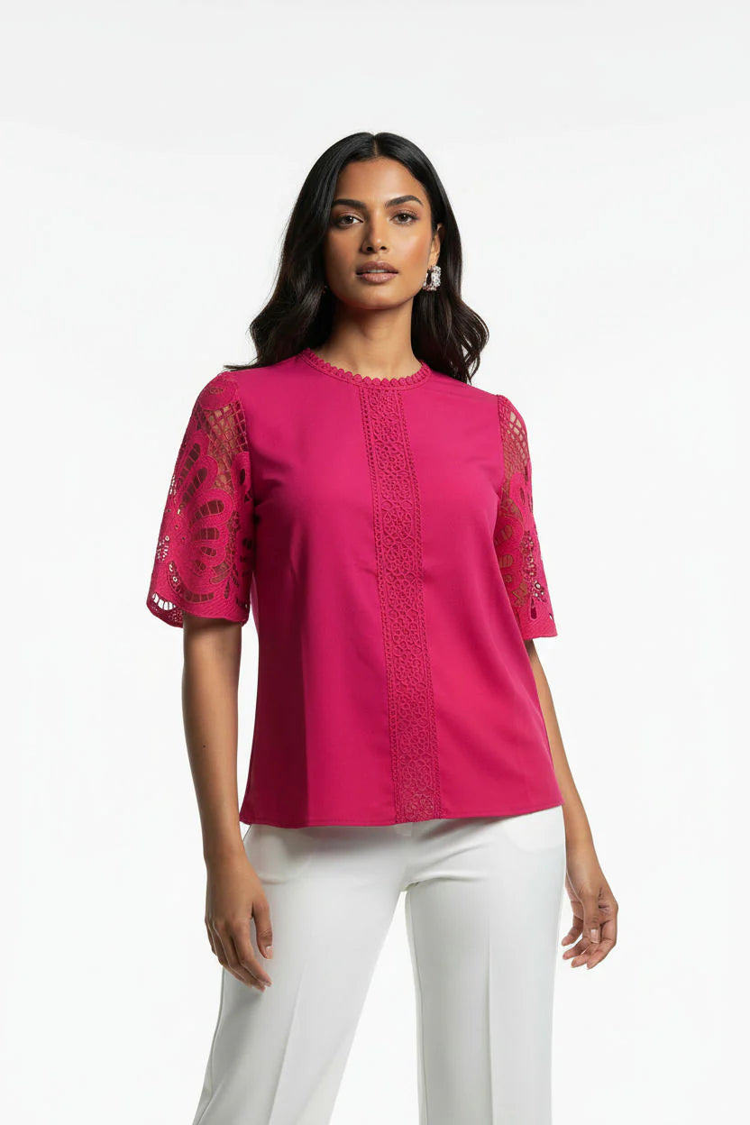 Marc Angelo Lace Sleeve Top. Royal Blue or Pink Ma821660