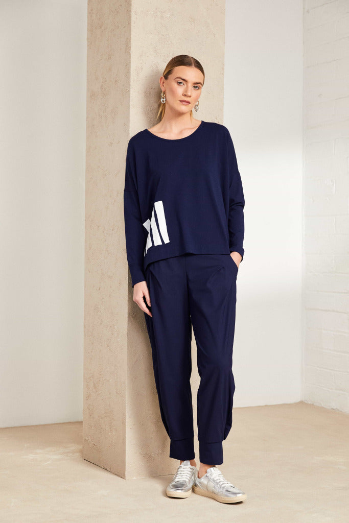 Naya Iconic Travel Fabric Cuff Hem Trousers in Ash or French Blue Npa26101