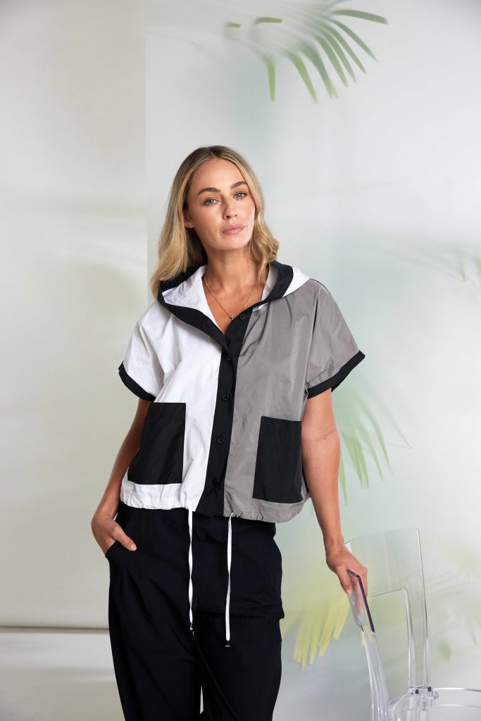 Naya Two Tone Hooded Jacket With Contrast Panel And Pockets Nas26117