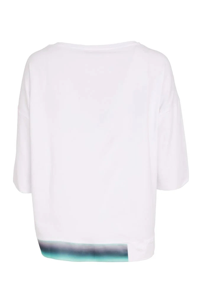Naya Placement print top with contrast hem Nas26124