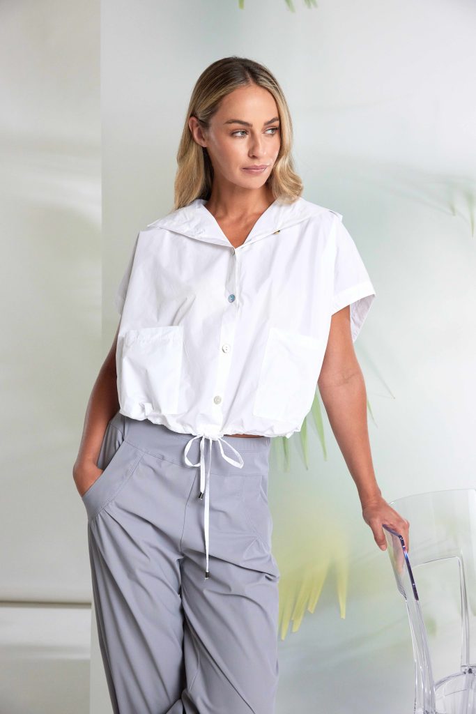 Naya Crisp white Hooded Top With Drawstring Hem And Pockets Detail Nas26168