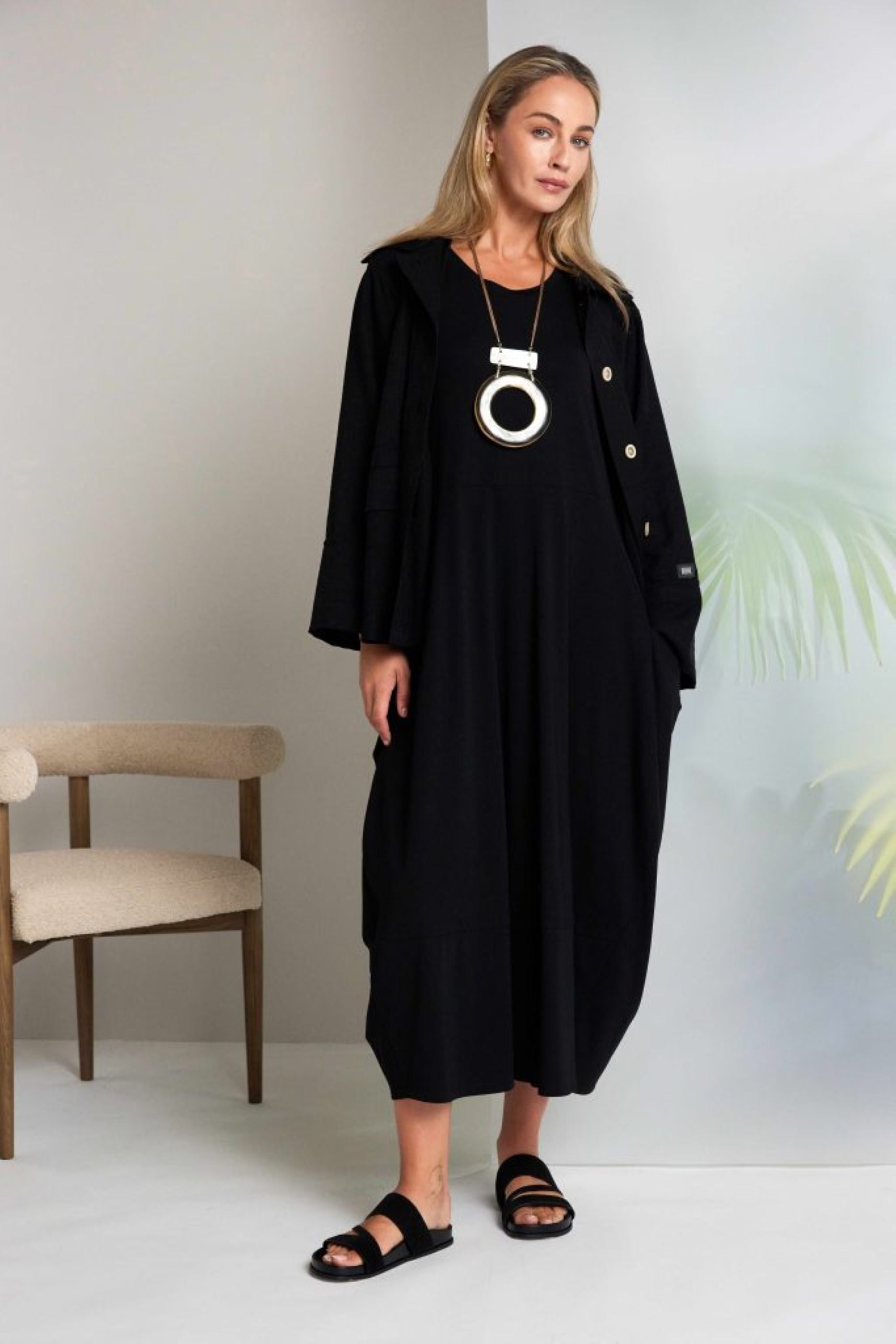 Naya Round Neck Sleeveless Dress With Side Pockets Nas26291