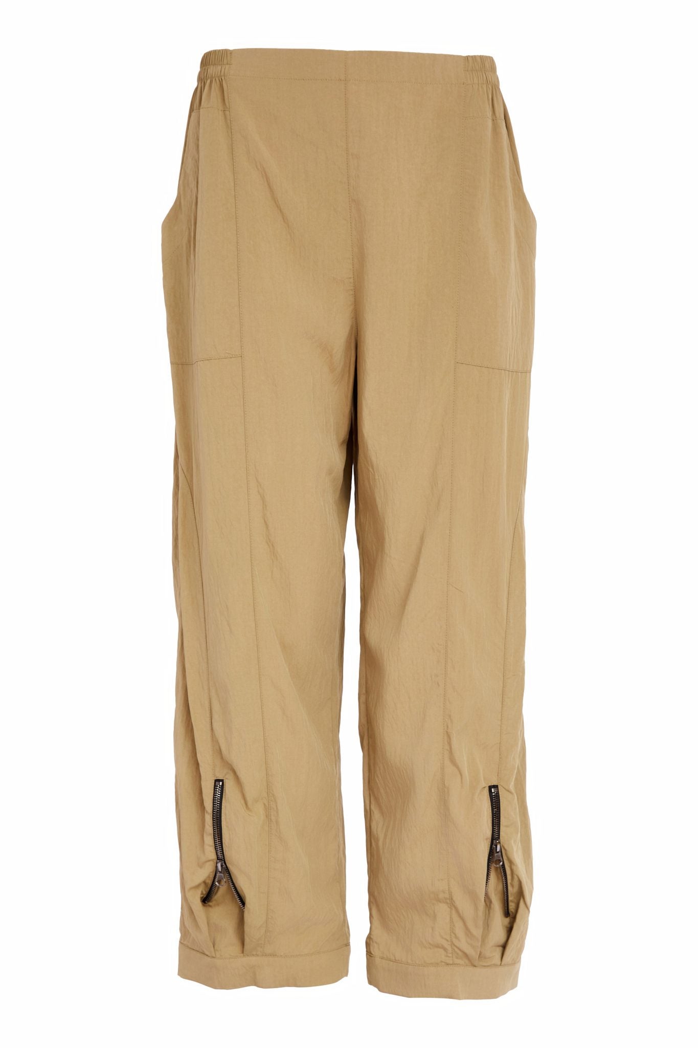 Naya Trousers with zip detail at cuff hem. Tan or Black Nas26222