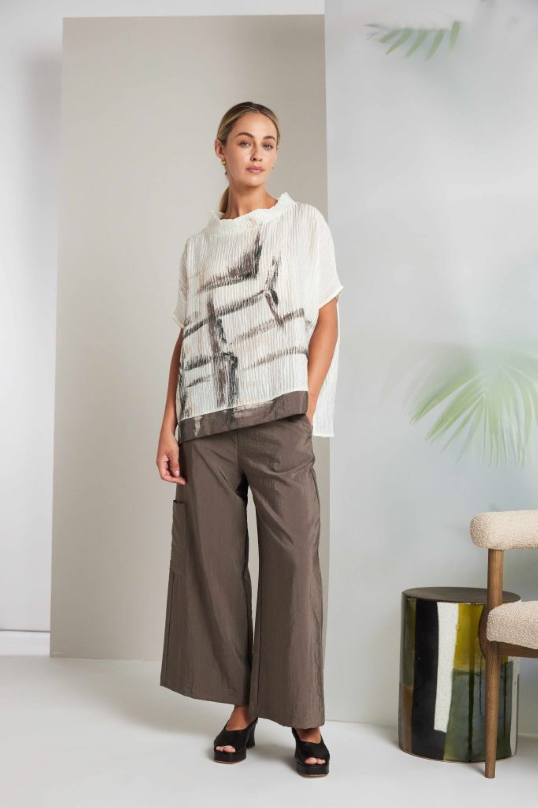 Naya Rippled print high neck top Nas26265