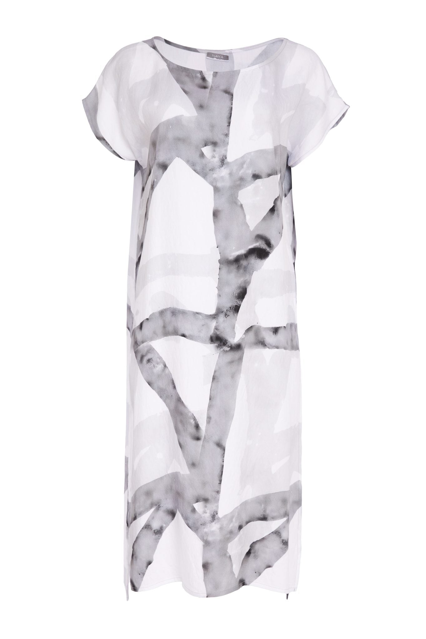 Naya Marbled Ribbon Print Round Neck Tunci/Dress Nas26313