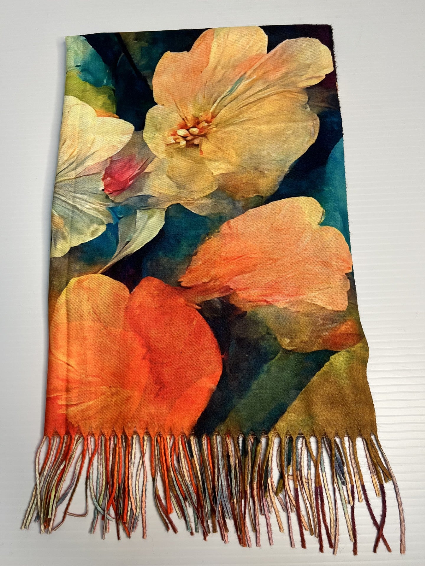 Winter Warm Gift Box - Navy Faux Leather Gloves and watercolour scarf