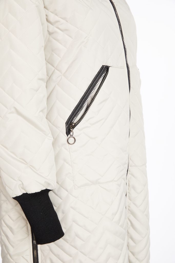 Naya Quilted Coat with hood and contrast Cuff and Hem Naw25184
