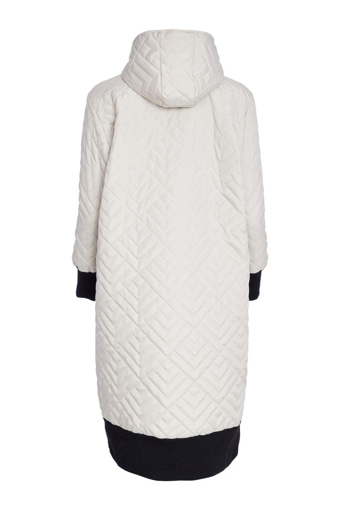 Naya Quilted Coat with hood and contrast Cuff and Hem Naw25184