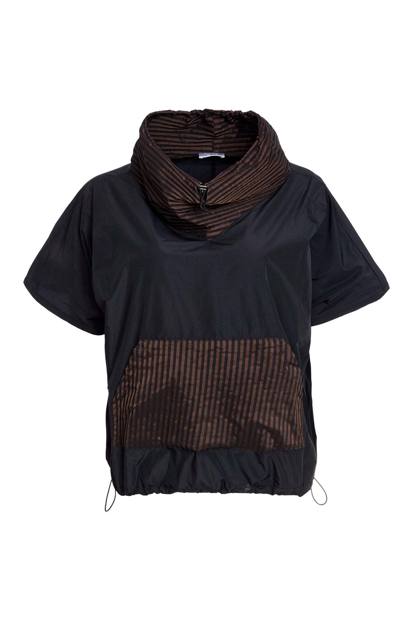 Naya Drawstring hem top with stripped pocket and collar Naw25190