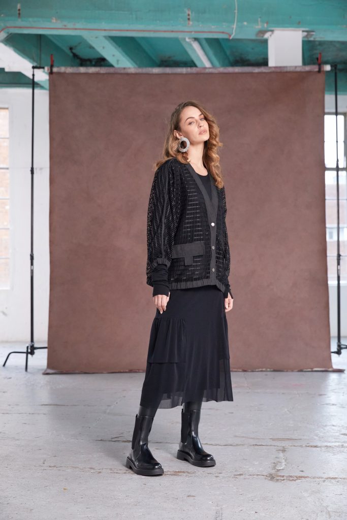 Naya Round neck dress with mesh skirt and frill hem panel Naw25277