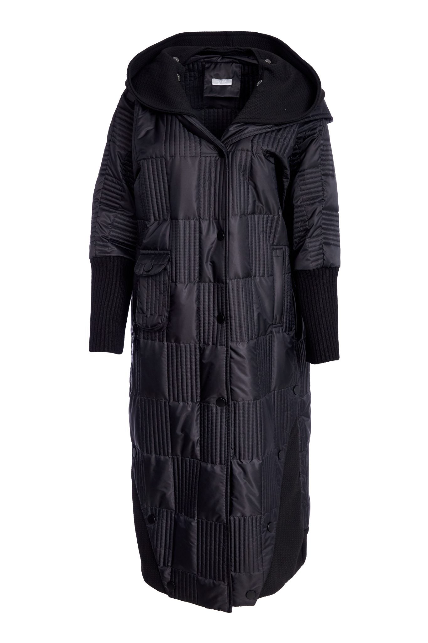 Naya Padded Hooded Coat with Ribbed panels and pocket detail Naw25201