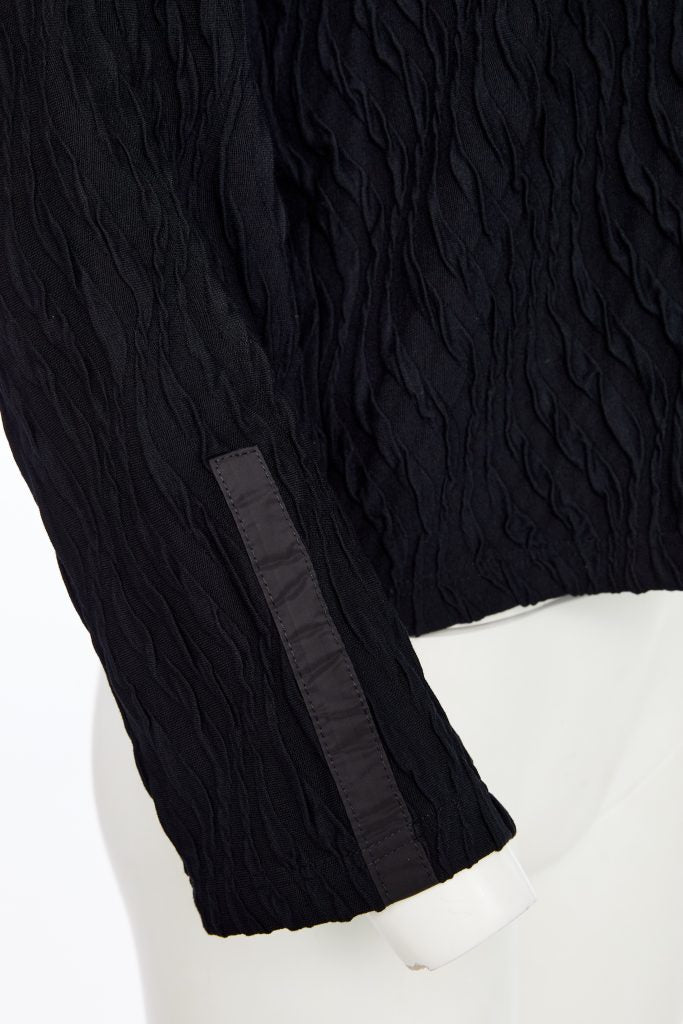 Naya Embossed knit high neck jacket with zip detail. black Naw25229