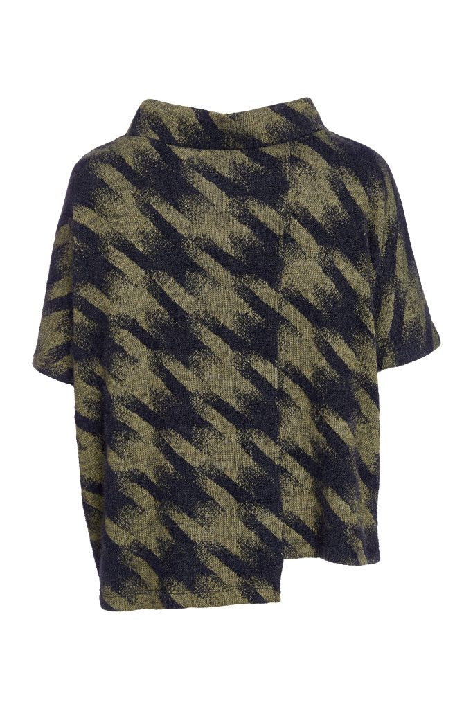 Naya Houndstooth knit high neck top in moss and Black Naw25244