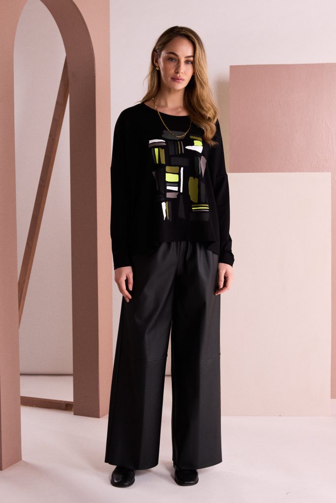 Naya Pull Up Leatherette Trouser With pockets Naw26295
