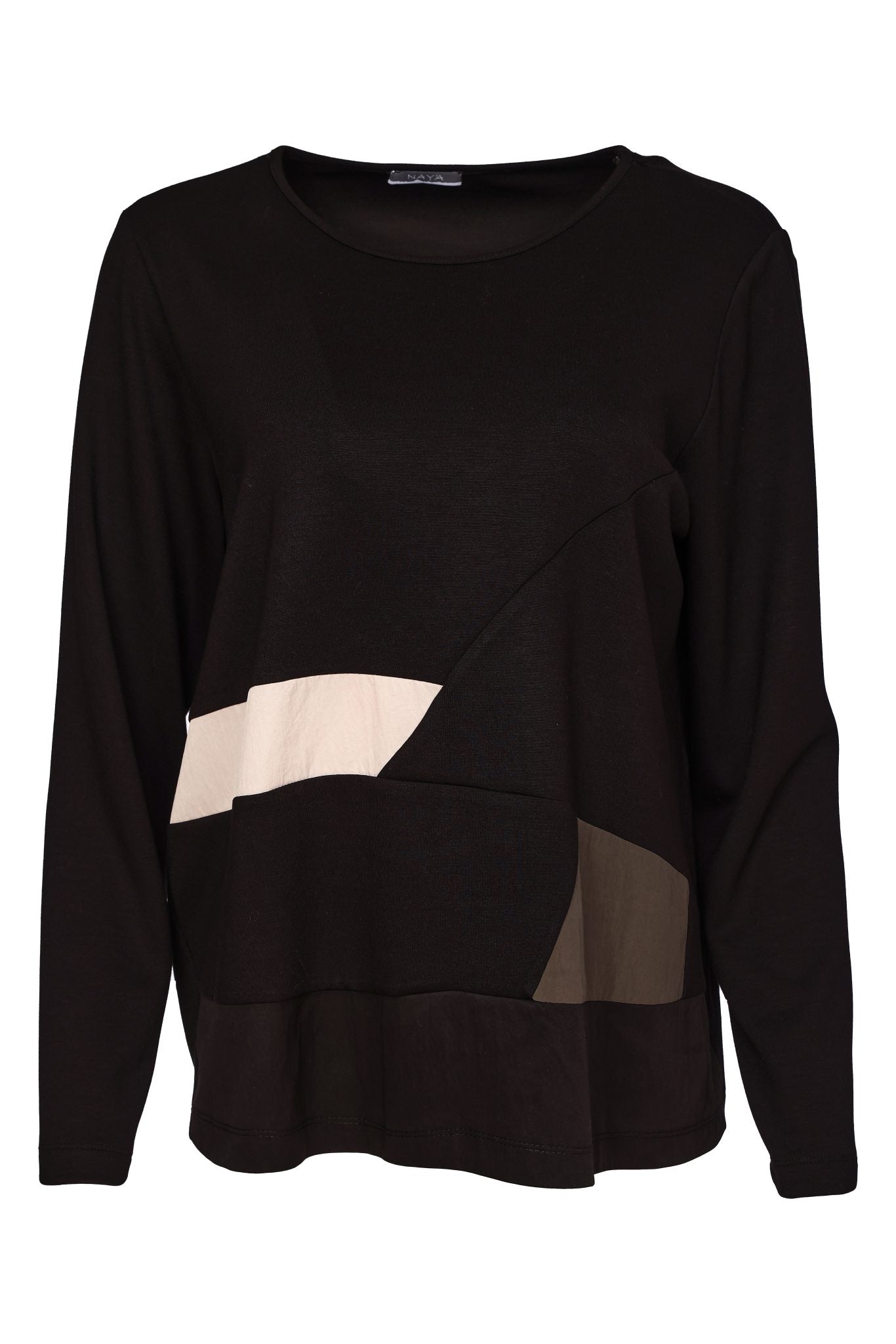 Naya Round Neck Jersey Top with colour insert bands Naw26152